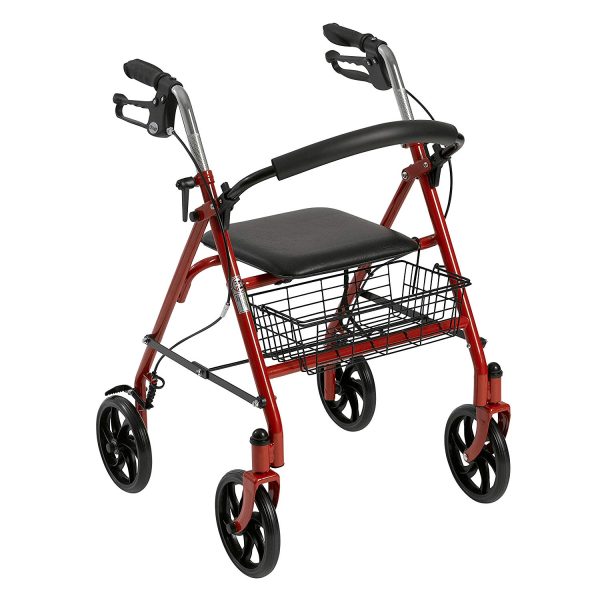 Rollator walker with basket